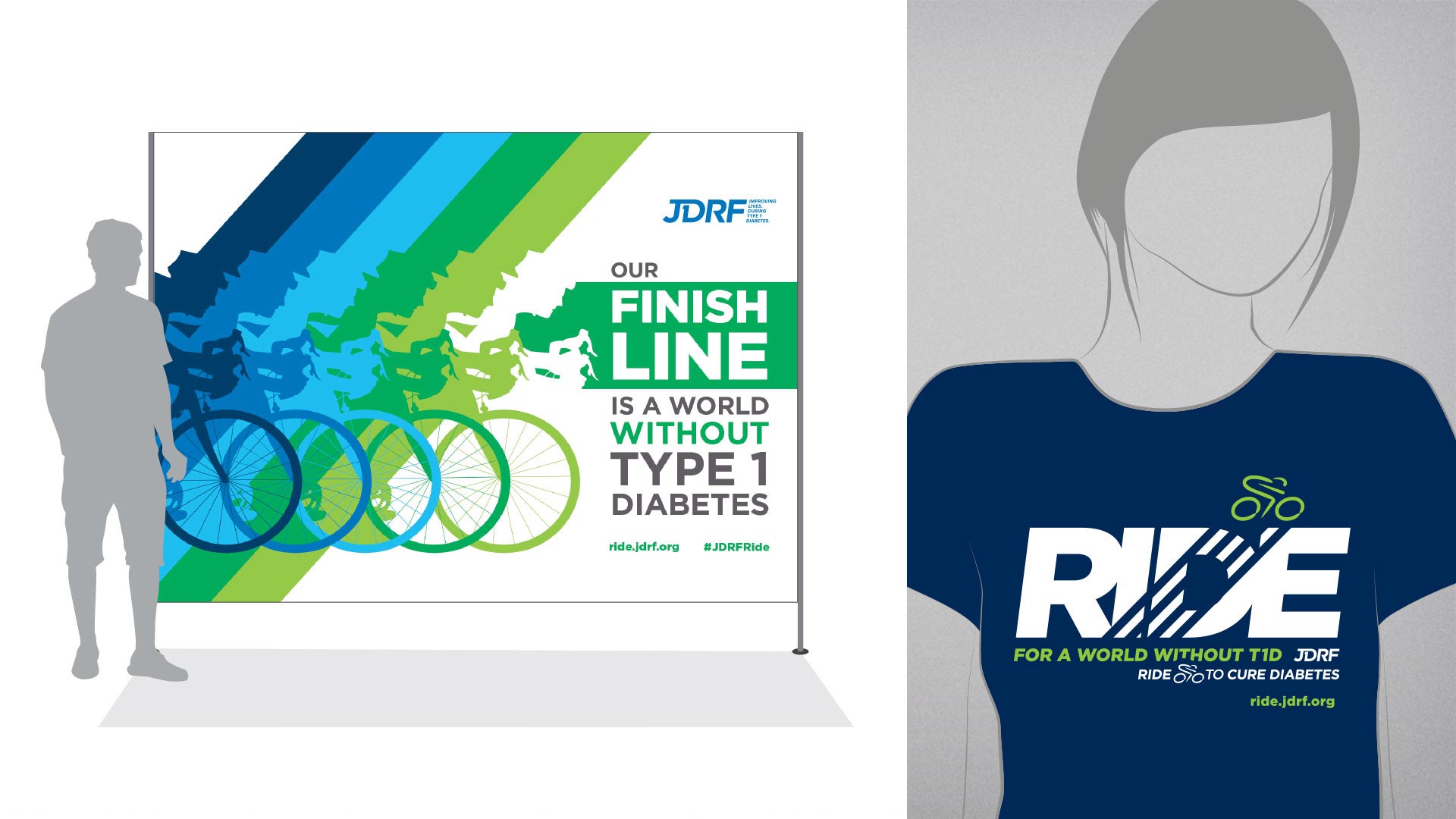 JDRF Ride T-Shirt and Finish Line Banner